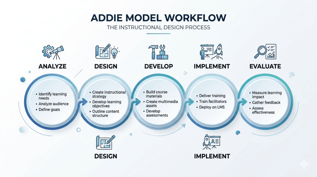 ADDIE Model of Instructional Designing, instructional designing model, instructional design models