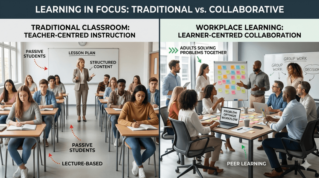 Andragogy versus pedagogy learning approaches comparison