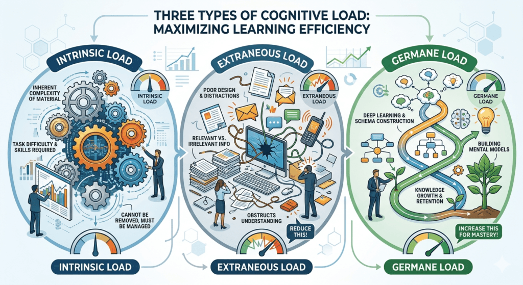 Intrinsic extraneous and germane cognitive load explained