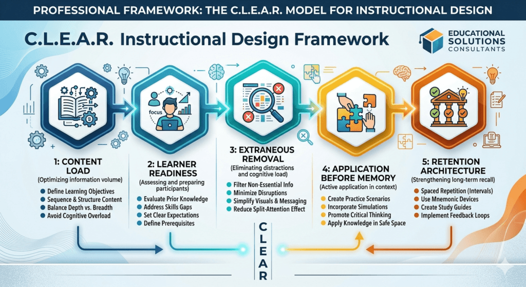 TrainerCentric CLEAR Framework for cognitive load audits