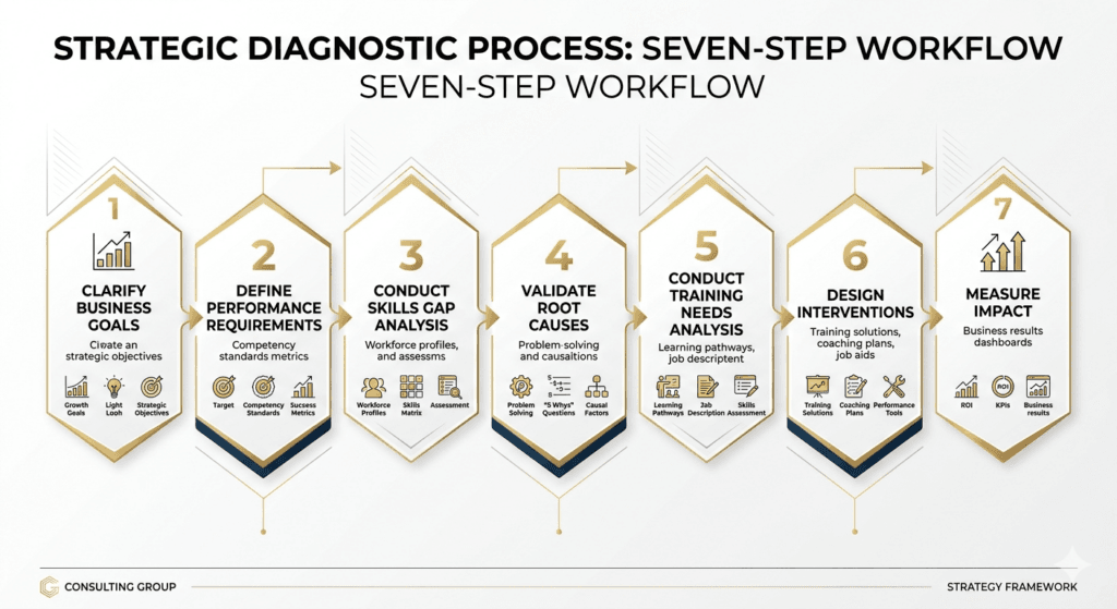 Step-by-step process for combining skills gap analysis and training needs analysis
