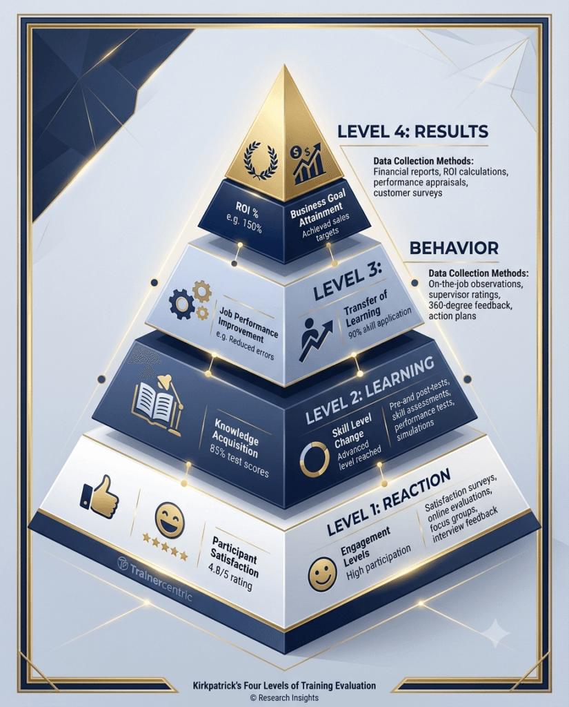 kirkpatrick model four levels training evaluation framework