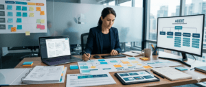 Instructional designer creating workplace learning and training programs
