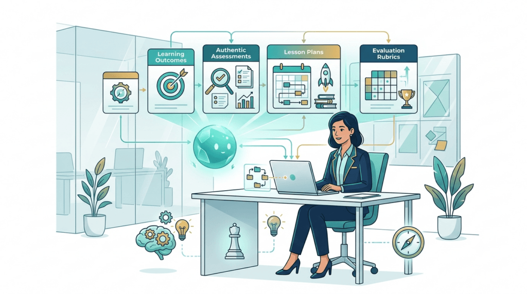 AI assistant helping instructional designers generate learning objectives, assessments and lesson plans.