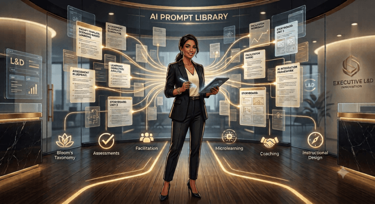 AI Prompt Library for Trainers, AI prompts for trainers, ChatGPT prompts for instructional designers, AI for learning and development