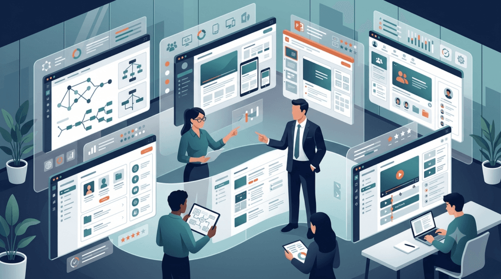 rapid elearning authoring tools, elearning software comparison, instructional design tools, authoring tool comparison, articulate storyline alternatives, adobe captivate, ispring suite, dominKnow, elucidat, corporate elearning software