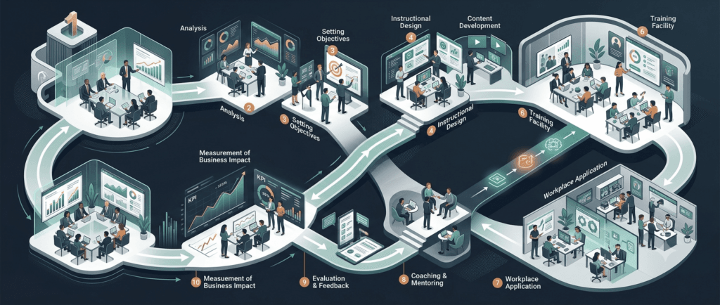 Complete learning programme lifecycle from analysis to evaluation