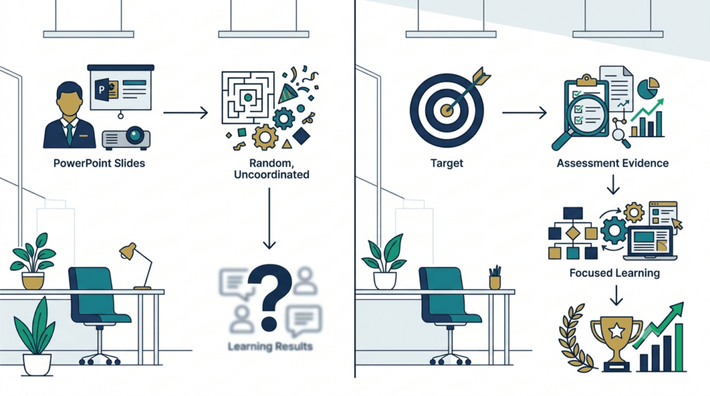 Comparison between content-first instructional design and backward design planning process.