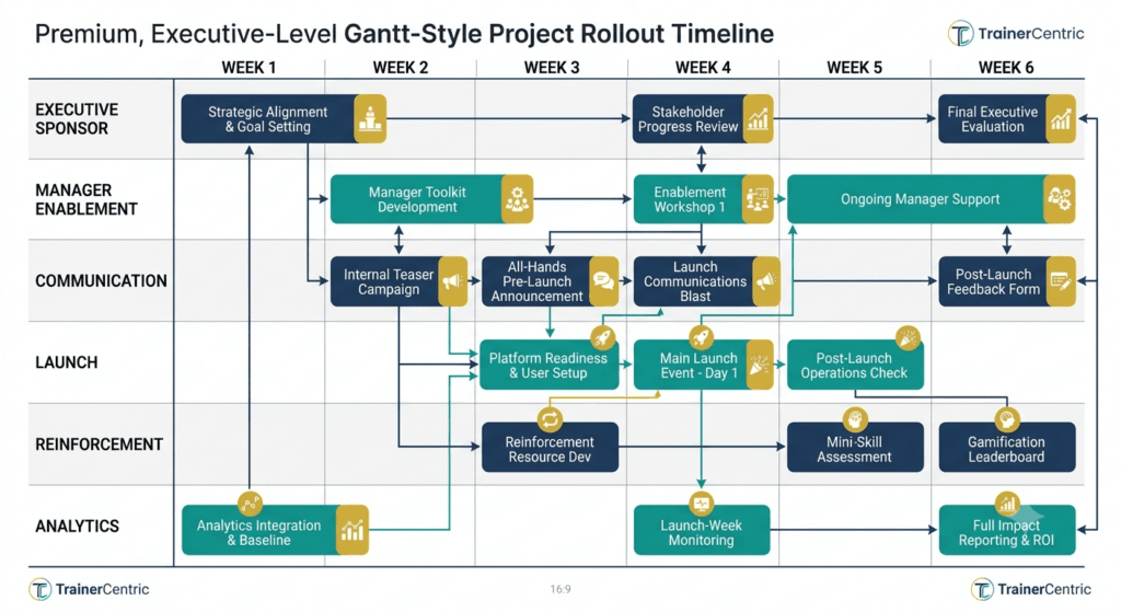 change management roadmap, learning rollout timeline