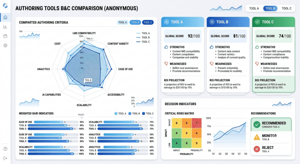 authoring tool comparison matrix