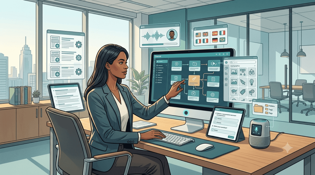 AI in elearning, AI instructional design, artificial intelligence learning development, AI authoring tools