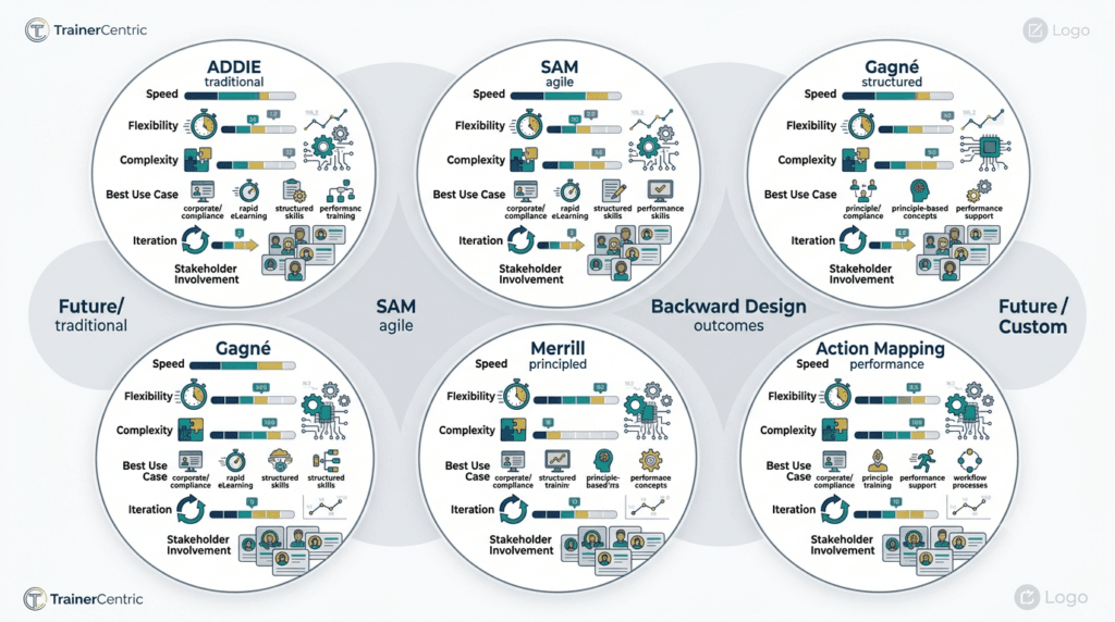 instructional design models comparison, ADDIE vs SAM infographic