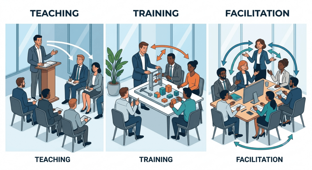 facilitation vs teaching vs training