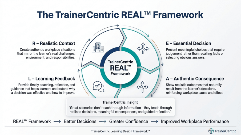 TrainerCentric REAL Framework for designing effective scenario-based learning