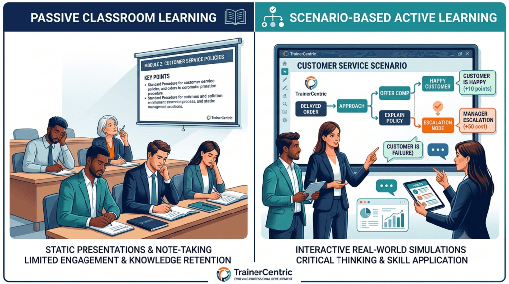 traditional learning vs scenario based learning comparison