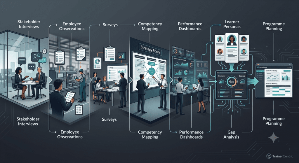 Training needs analysis workflow for learning programme design