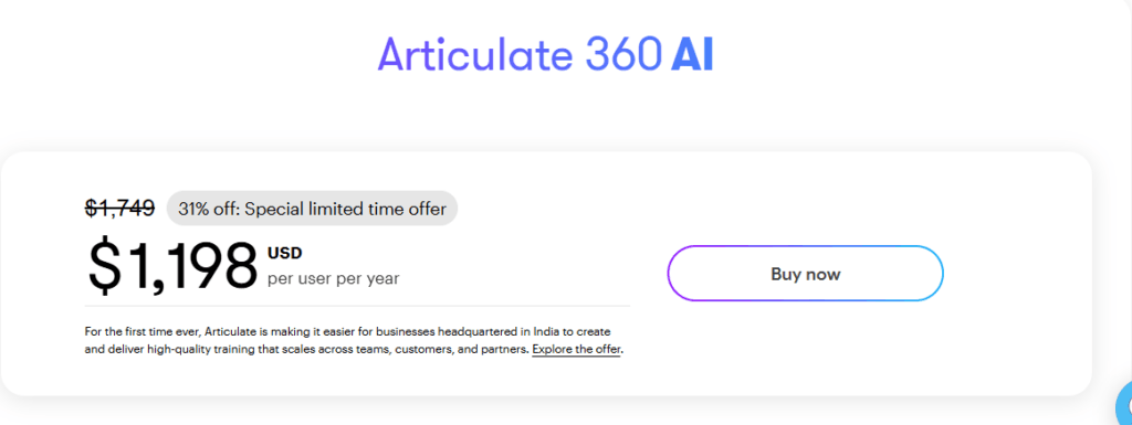 Articulate 360 AI pricing