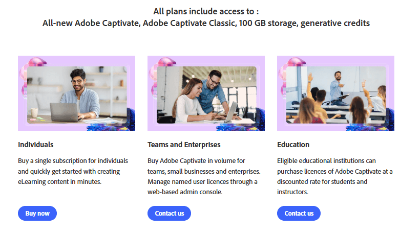 All-new Adobe Captivate pricing plans