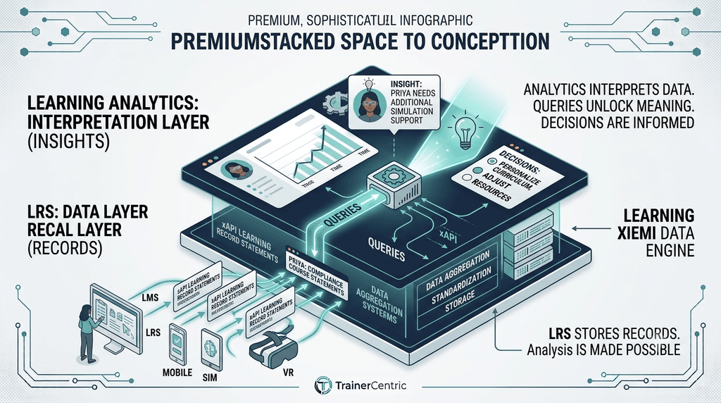 LRS data layer compared with learning analytics interpretation layer