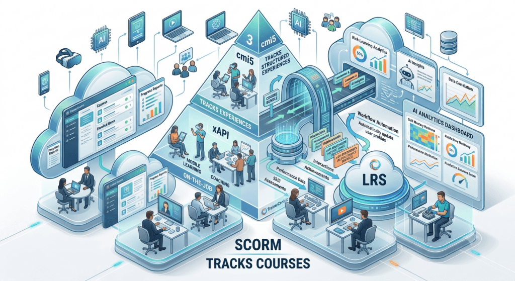 SCORM xAPI cmi5 comparison pyramid